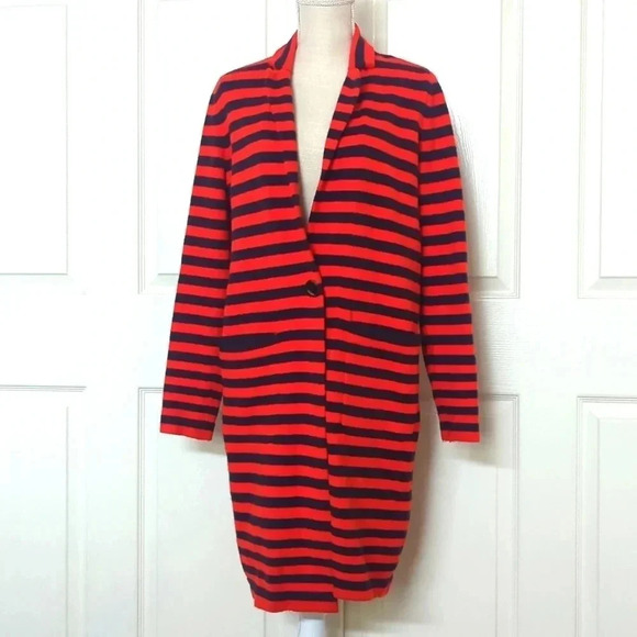 Ann Taylor Navy and Red Striped Cardigan - Picture 5 of 8
